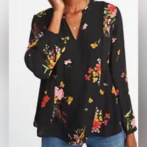 Boho Blouse Floral Flowy Peasant Style Semi Sheer Chiffon Blouse V Neck … - Picture 2 of 16